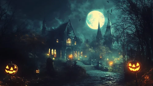 Spooky Halloween Night Scene