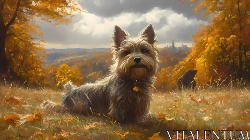 Terrier in Autumn Foliage