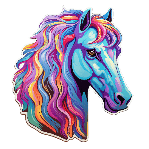 Colorful Horse Head Art for T-Shirt Printing
