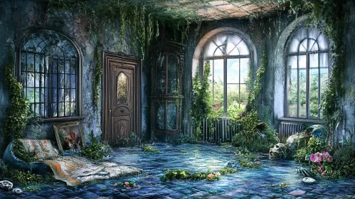 Nature's Embrace: Abandoned Interior