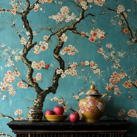 Floral Still Life Painting with Apples