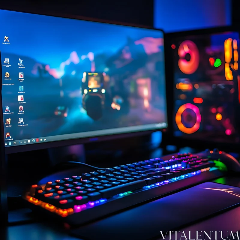 Vivid Gaming Station with RGB Lighting and Graphics Display