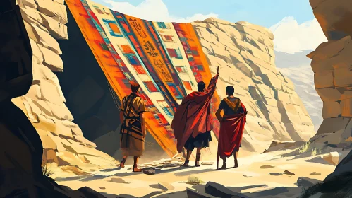 Desert Scene with Figures and Tapestry