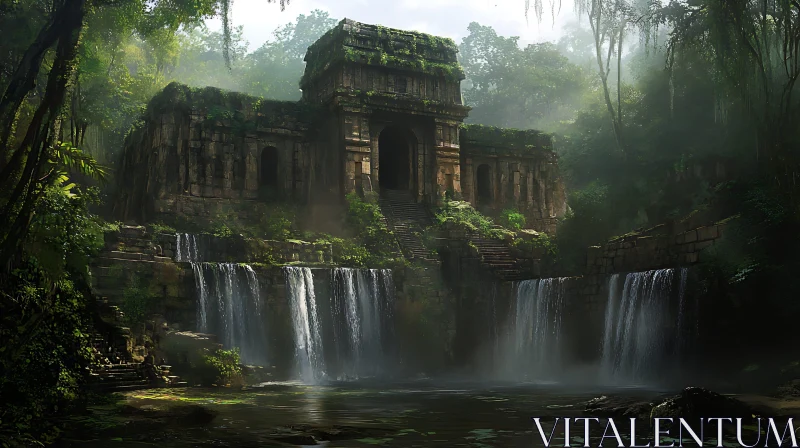 Jungle Temple with Waterfalls
