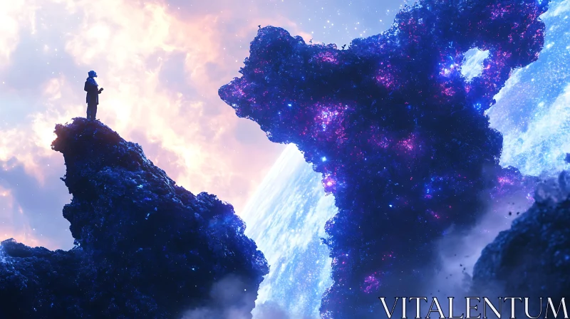Astronaut on a Cosmic Mountain