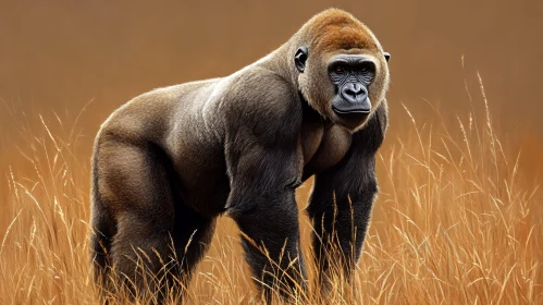 Gorilla Amongst Golden Grasses