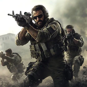 Soldiers Advancing: Tactical Warfare Image