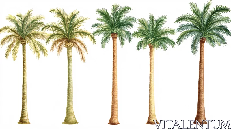 Tropical Palm Trees Watercolor Art