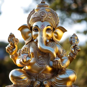 Ganesha Sculpture in Golden Light