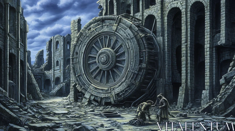 Post-Apocalyptic City Remains with Giant Wheel