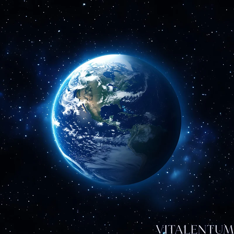 Our Planet Earth in Starry Space
