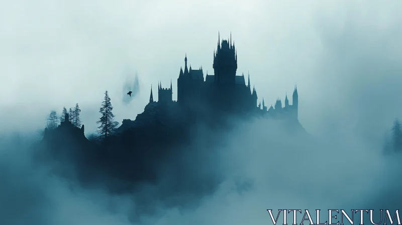 Foggy Castle Silhouette