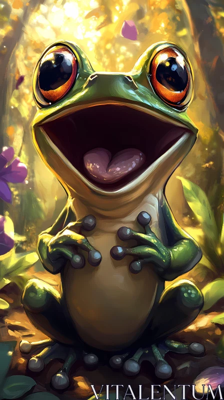 Cheerful Frog Amidst Sunlight