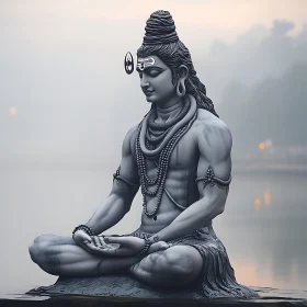Peaceful Shiva in Yoga Pose