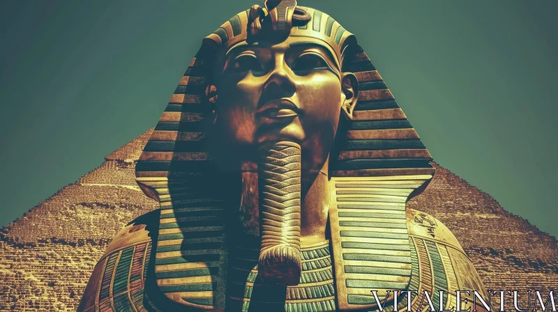 AI ART Golden Egyptian Pharaoh Statue - Majestic Representation of Ancient Egypt