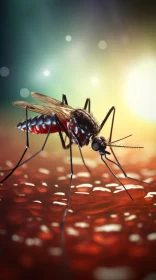 Realistic Mosquito Illustration in Tropical Forest Setting