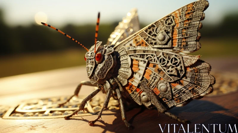 Steampunk Butterfly: 3D Model with Ancient World Motifs AI Image