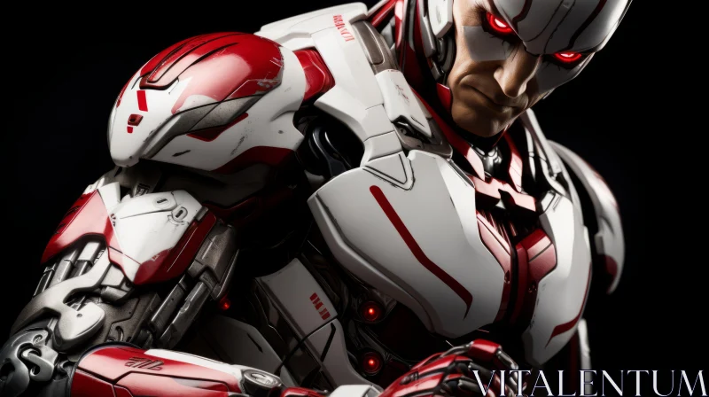 Stunning Sci-Fi Armour in Red and White - Intricate Character Design AI Image