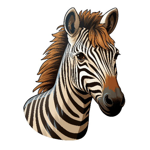 Zebra Head Illustration with Calm Expression