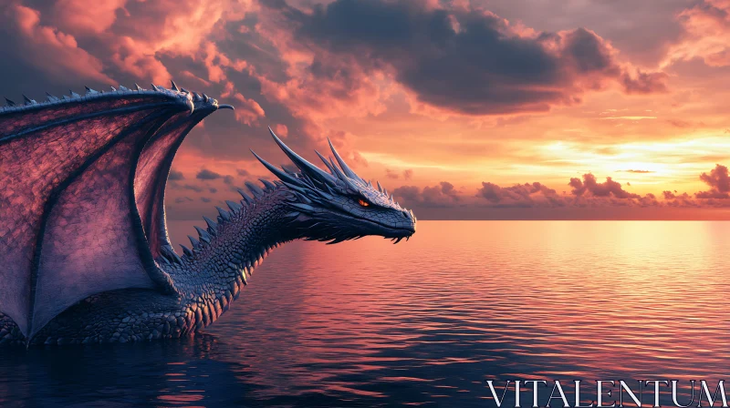 AI ART Sea Dragon at Sunset