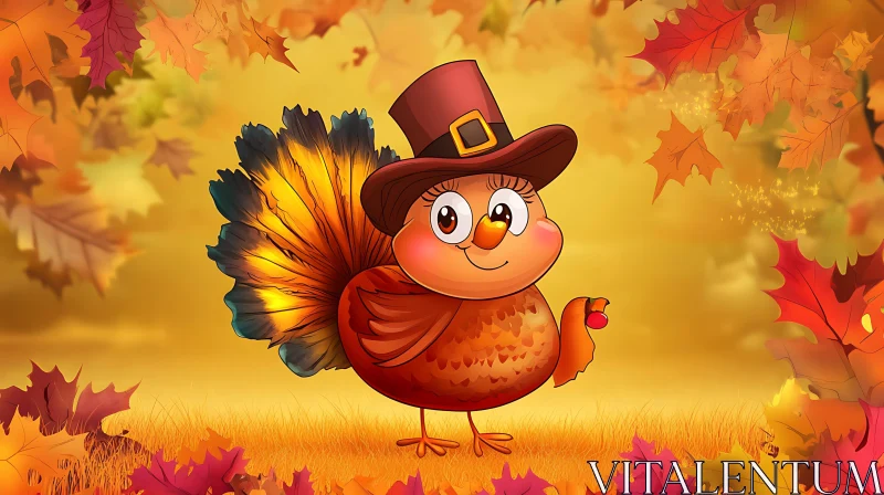 Whimsical Thanksgiving Turkey Art AI Image