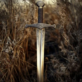 Medieval Sword Amongst Tall Grasses