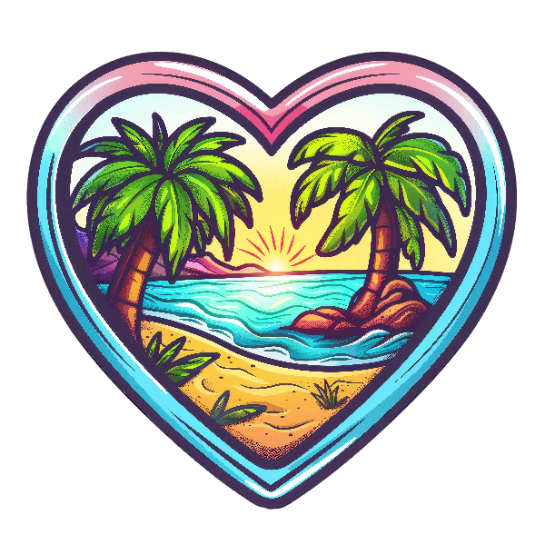 Sunset Beach Heart Art