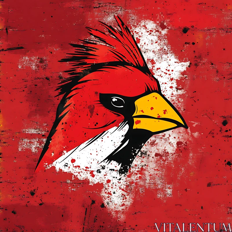 AI ART Red Cardinal Bird Head Painting