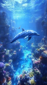 Ocean Elegance: Dolphin in Coral