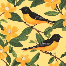 Birds and Floral Pattern Artwork