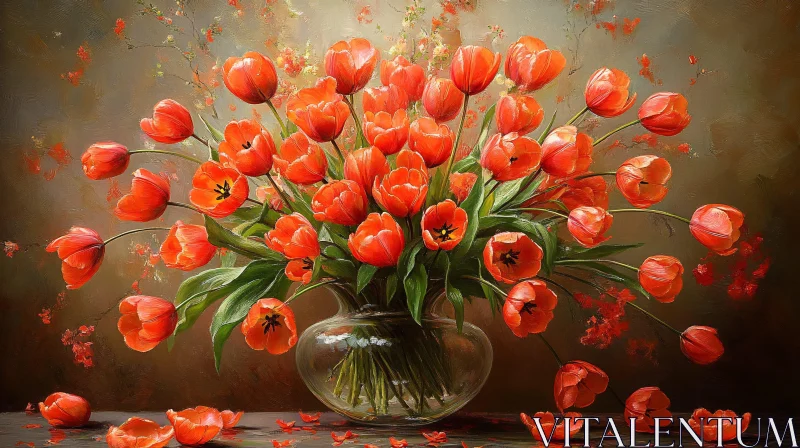 AI ART Stunning Orange Tulips Arrangement