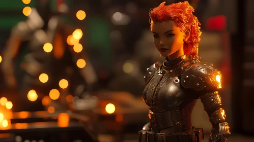 Woman Warrior in Dark Armor
