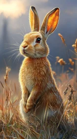 Whimsical Rabbit in Golden Grasses