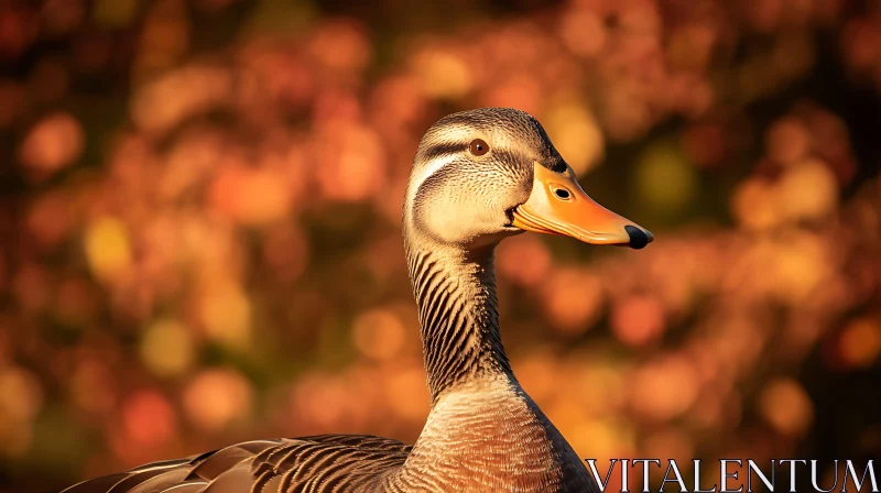 Close-up of a Duck in Nature AI Image