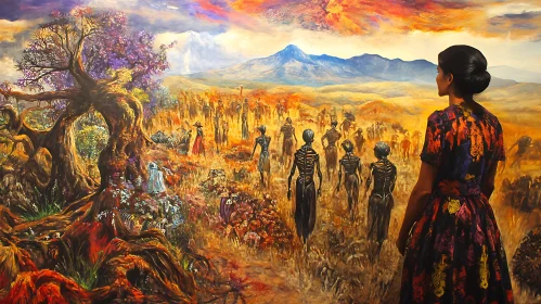 Figure in Field Art Painting