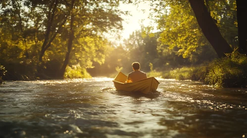 Yellow Boat on River