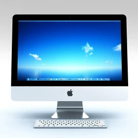 iMac Display with Blue Ocean Background
