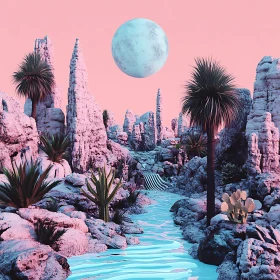 Pink Desert Moonscape