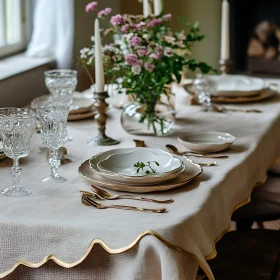 Luxurious Dining Set-Up with Gold and Floral Accents