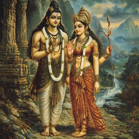 Hindu Gods Amidst Ancient Splendor