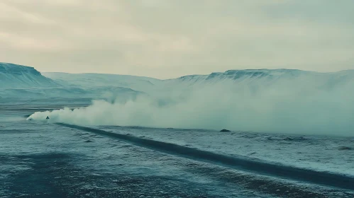 Winter Road Through Mountainous Terrain