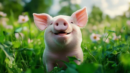 Joyful Piglet Amidst Nature