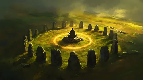 Mystical Stone Circle Meditation Scene