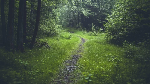 Peaceful Nature Trail Through Dense Forest