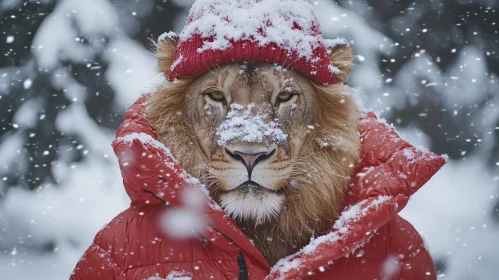 Snowy Lion Portrait