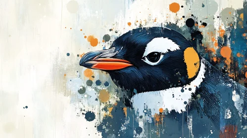 Penguin Portrait in Abstract Colors