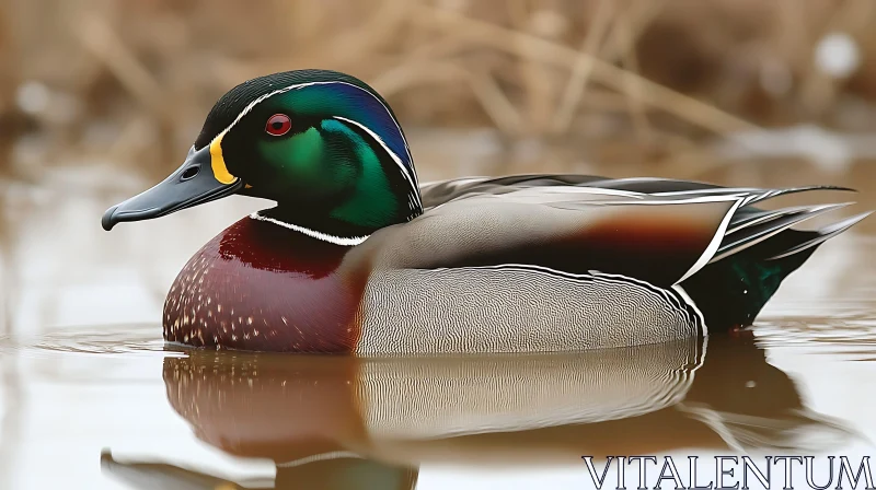 Duck Floating on Water AI Image