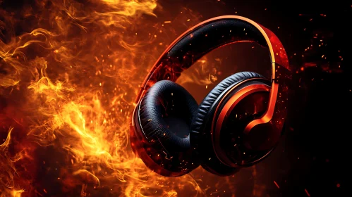 Burning Headphones Amidst Flames