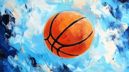 Abstract Basketball Painting on Canvas