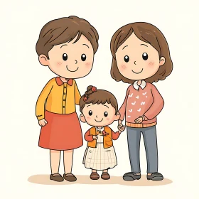 Happy Family Cartoon Illustration